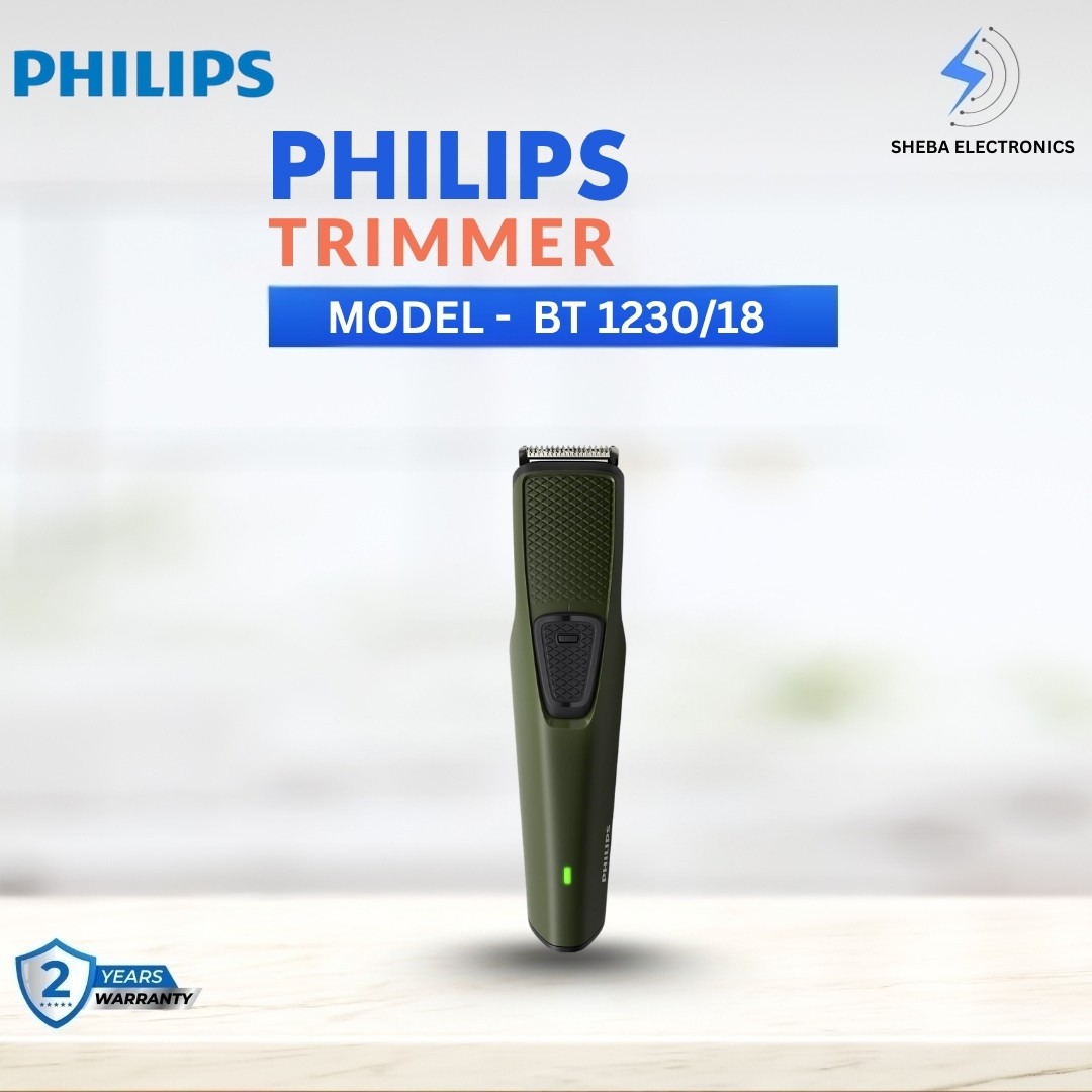 Philips BT1230/15 Corded Electric Skin-friendly Beard trimmer for Men, Dura Power Technology, Cordless Rechargeable with USB Charging, Charging indicator, Travel lock