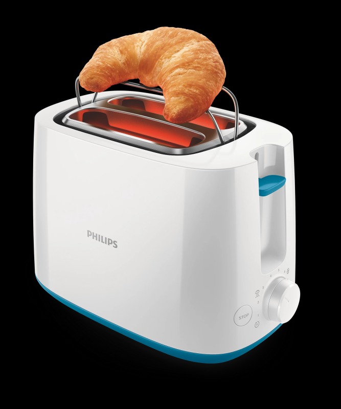 Philips HD2584/30 Toaster – Daily Collection (White & Caribbean Blue) - Thumbnail 2