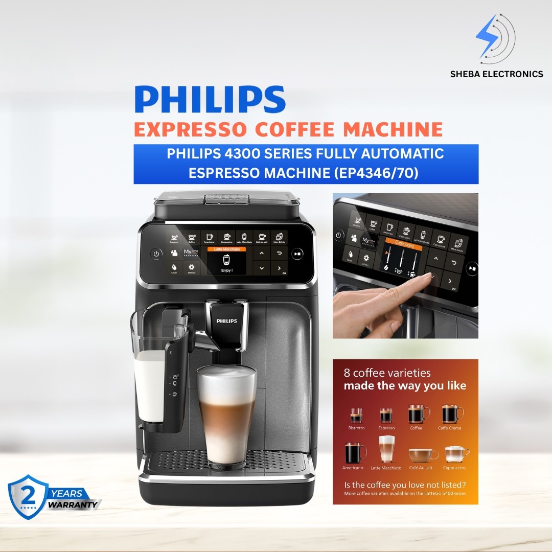 Philips 4300 Series Fully Automatic Espresso Machine (EP4346/70) – LatteGo, 8 Coffee Varieties, TFT Display, 15 Bar Pressure - Thumbnail 4