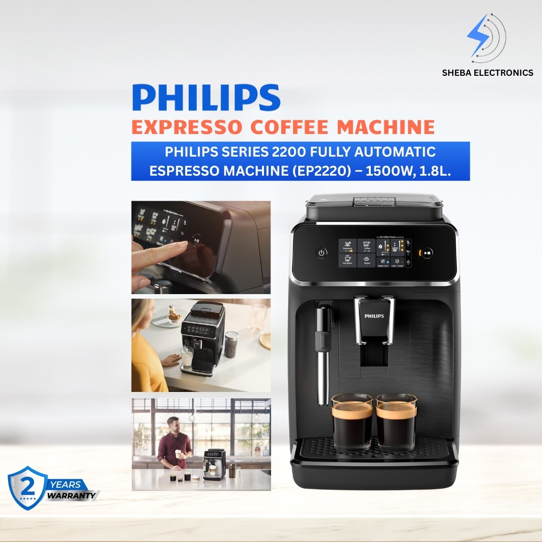 Philips Fully Automatic Espresso Machine EP2220 Series 2200 1500W, 1.8L, Classic Milk Frother, Touch Display, 2 Beverages - Thumbnail 5