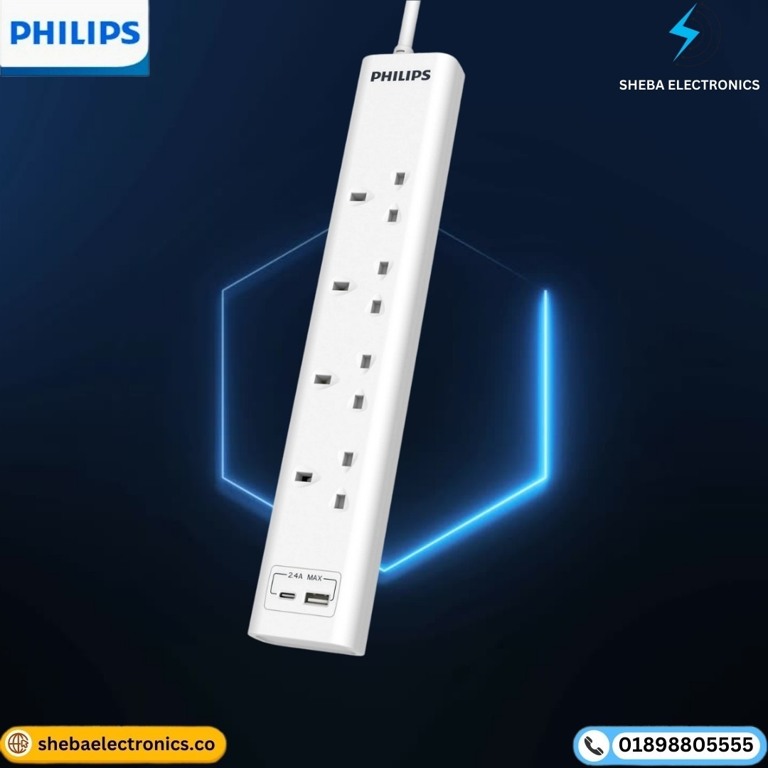 Philips CHP4141WA/69 Power Multiplier – 4 Way Extension Socket with 2 USB Ports - Thumbnail 3