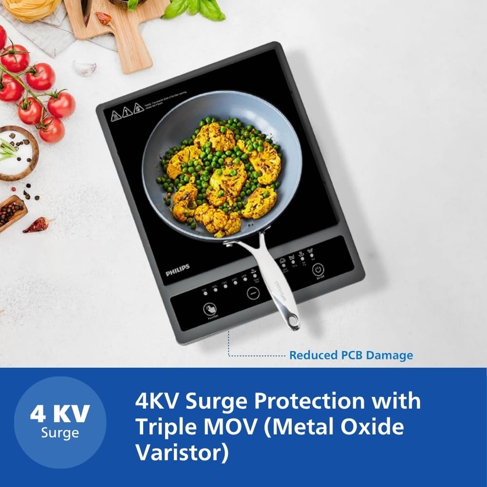 Philips HD4944  Induction Cooker 1000-Series – 1500Watts | Safe & Fast Cooking Solution - Thumbnail 2