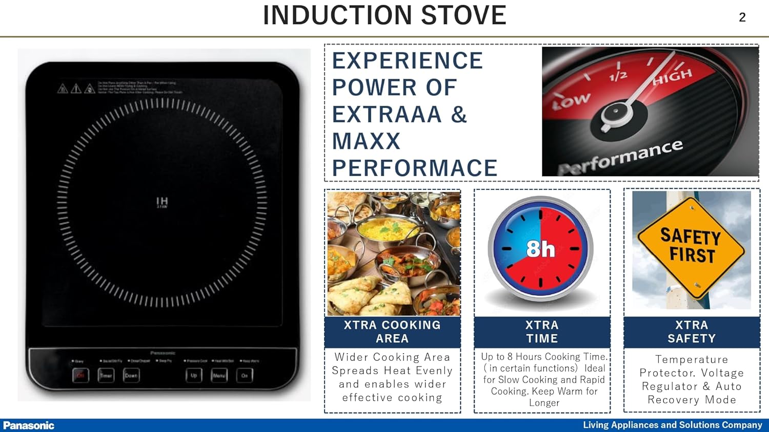 Panasonic KY-A112AKFD Induction Stove – 2100W  Automatic Voltage Regulator | Safety Cut-Off | 7 Indian Preset Menus | 1 Year Warranty - Thumbnail 3