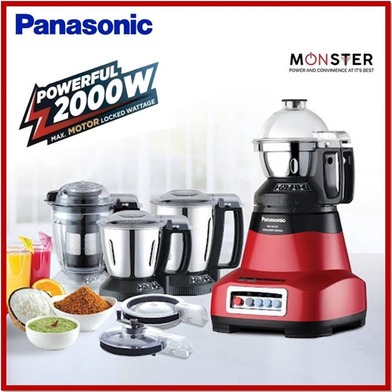 Panasonic MX-AE475 Mixer Grinder – Monster 2000W Super Mixer Grinder with 3 Stainless Steel Jars & Juicer Extractor (Red) - Thumbnail 5