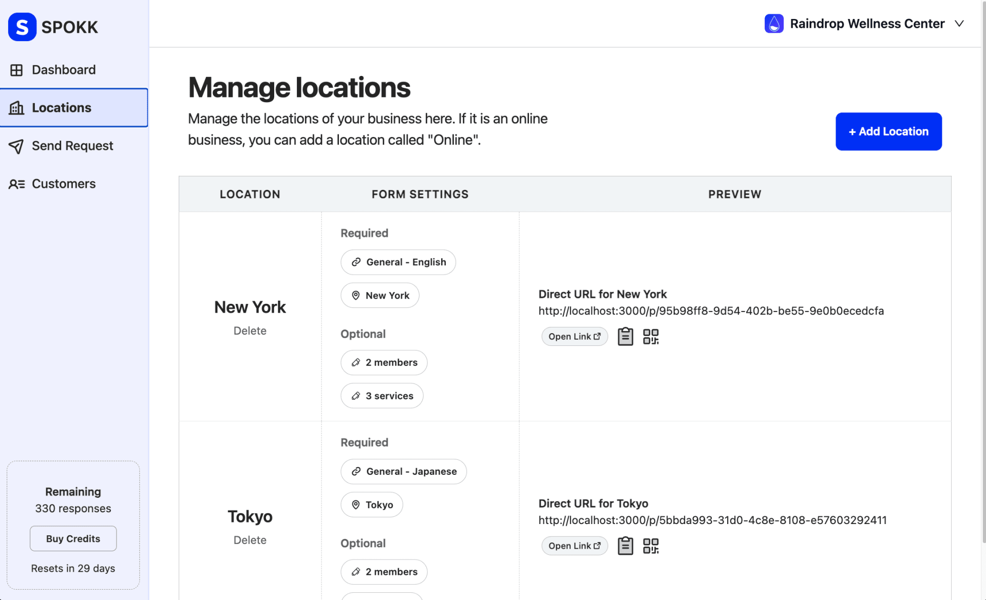 Spokk Manage Locations
