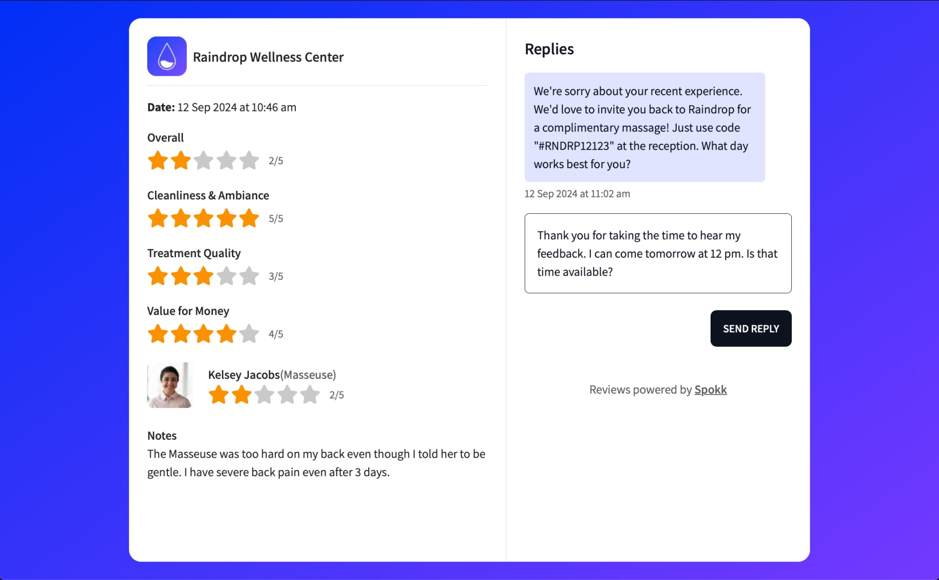 Spokk Reply to Feedback