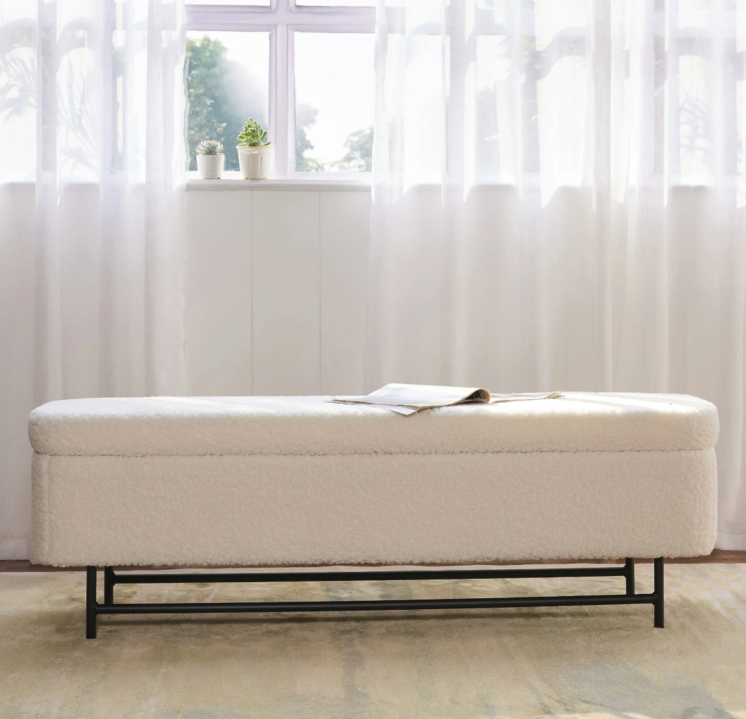 Polyester Storage Bench with Steel Legs 2