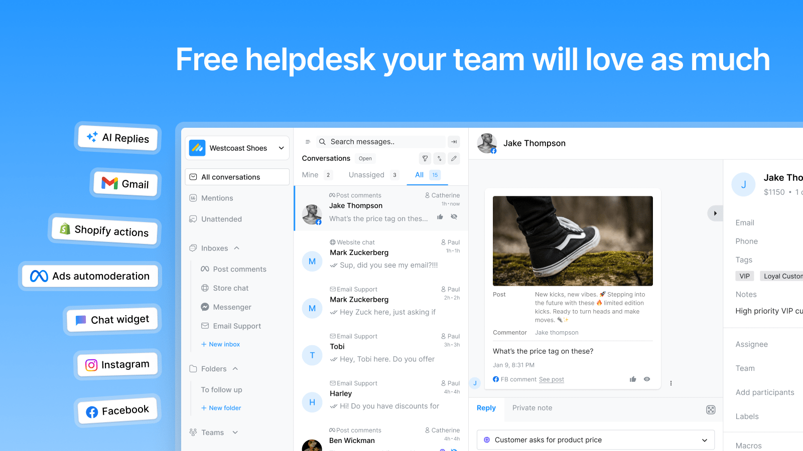 Commslayer -  Free helpdesk for Shopify
