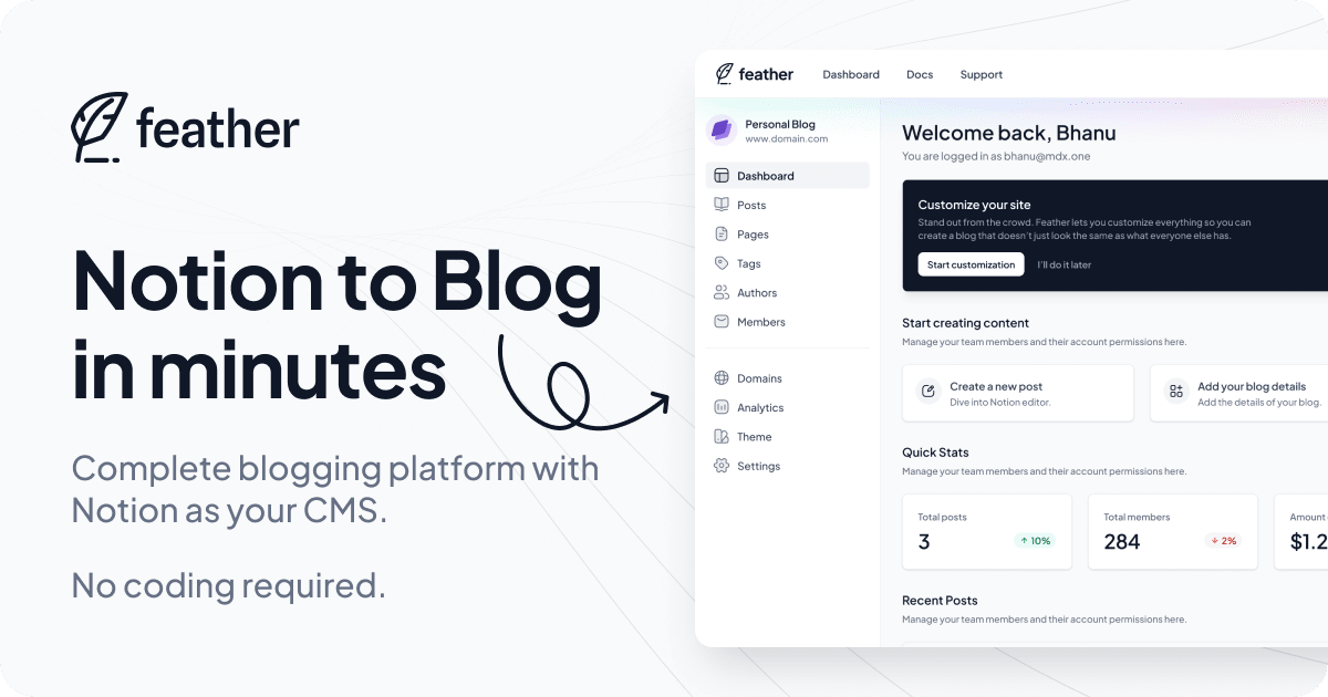 Feather: Notion to blog in minutes (No-Code & SEO-friendly)