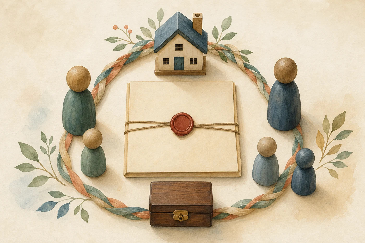 A blended-family estate plan connecting two households, children and one sealed will folder