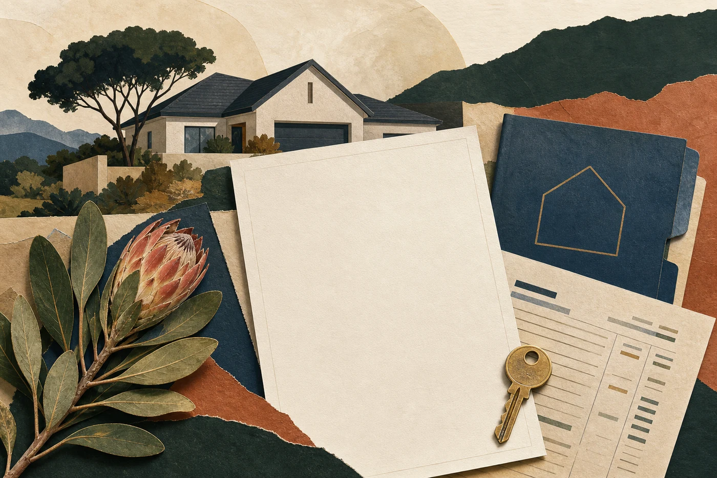 A South African home, unsigned will sheet, title folder and house key