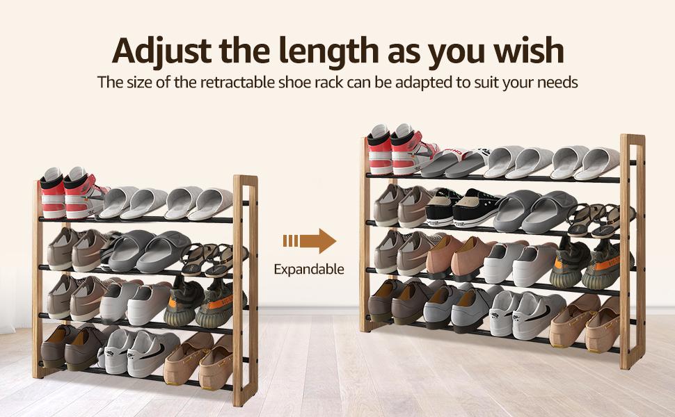 MULISOFT 2-Tier Expandable, Stackable and Adjustable Shoe Rack Organizer,  Sturdy and Durable Metal Shoe Storage Organizer, Vertical Shoe Rack for