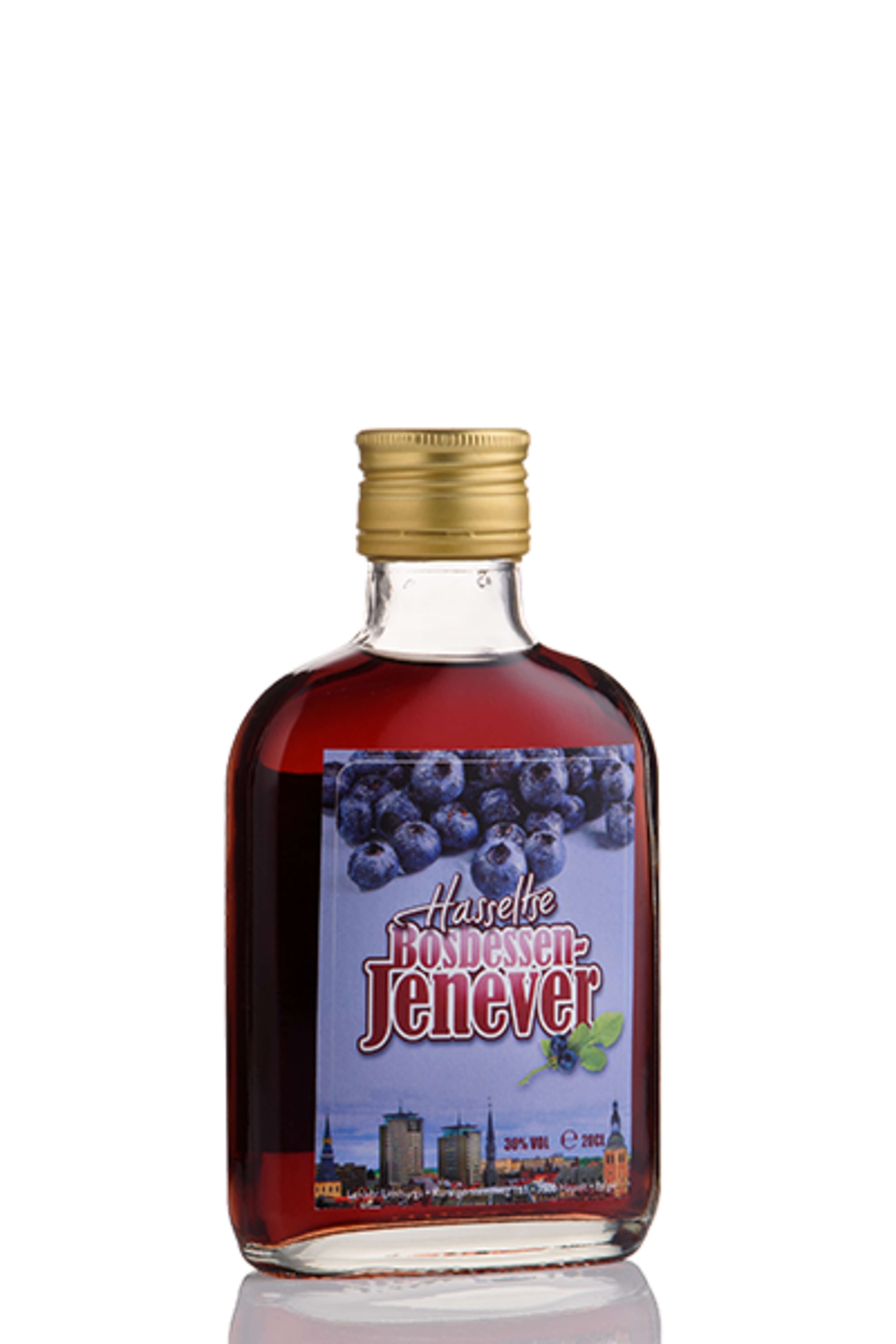 Hasseltse Bosbessenjenever zakfles 20cl