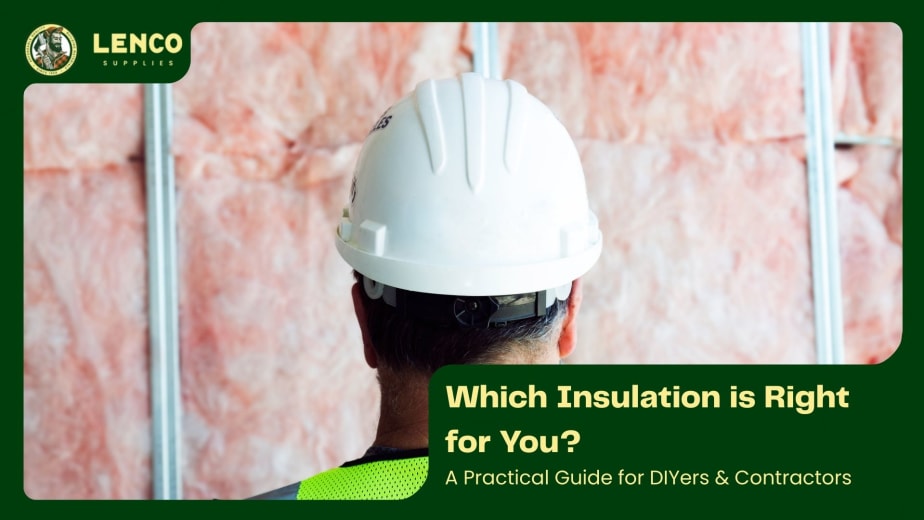 featured image for Which Insulation is Right for You blog post: A view from behind of a construction worker examining a wall with exposed insulation installed