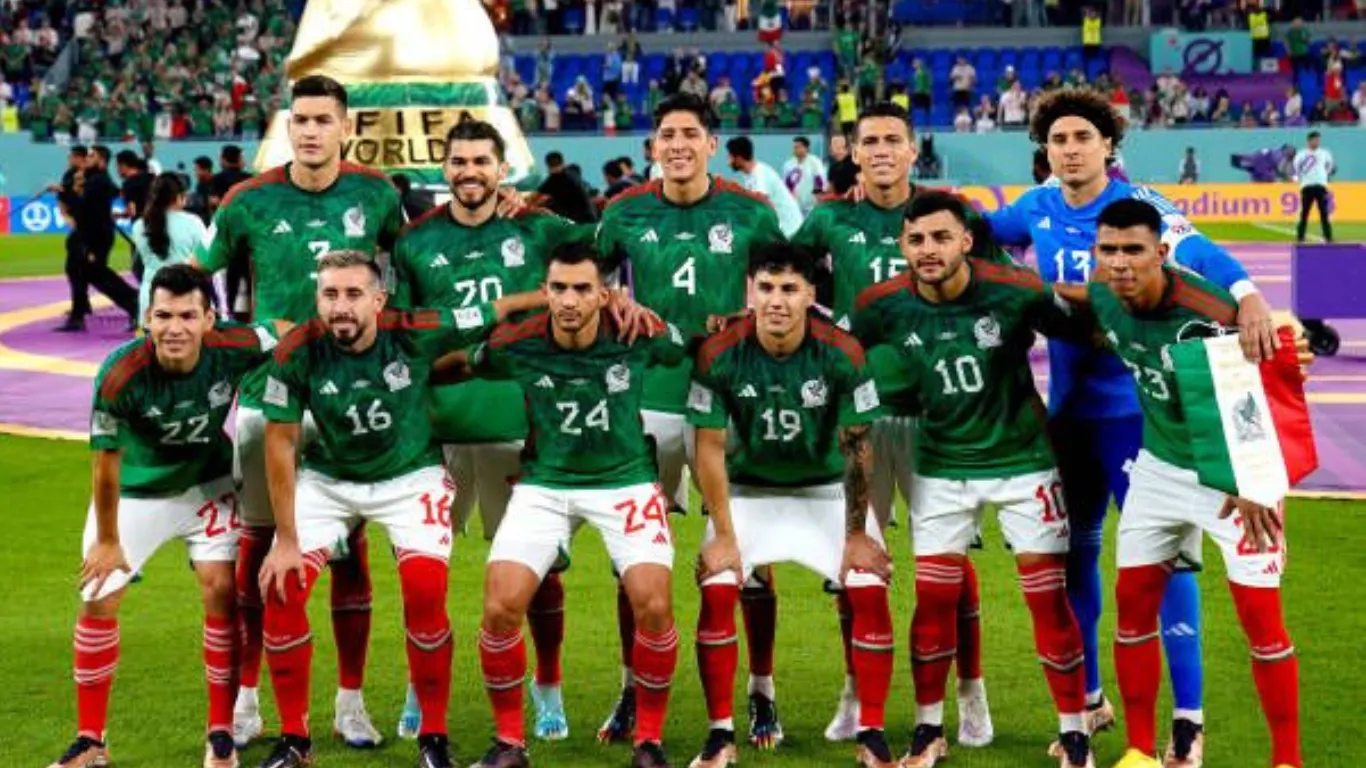 Luis Romo celebrates with teammates after scoring the winning goal in Mexico's 1-0 FIFA World Cup 2026 victory over South Korea, helping El Tri advance to the Round of 32.