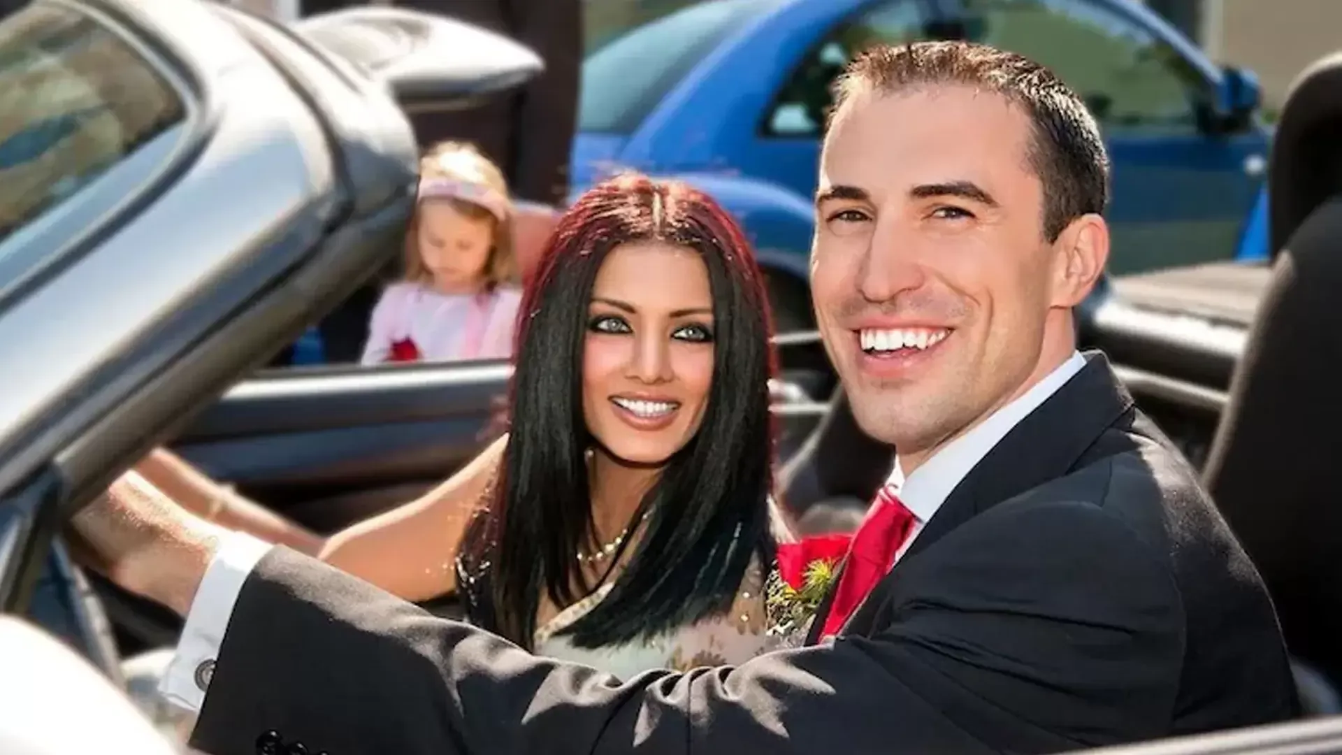"Celina Jaitly and Peter Haag pose together in a portrait from their marriage, featured in coverage of the actress's divorce interview and legal proceedings."