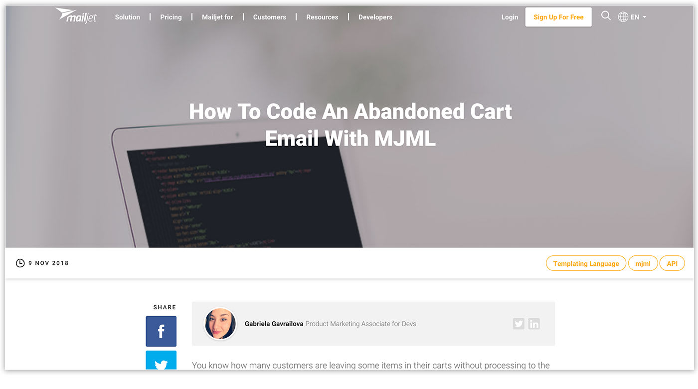How to code an abandoned card email with MJML