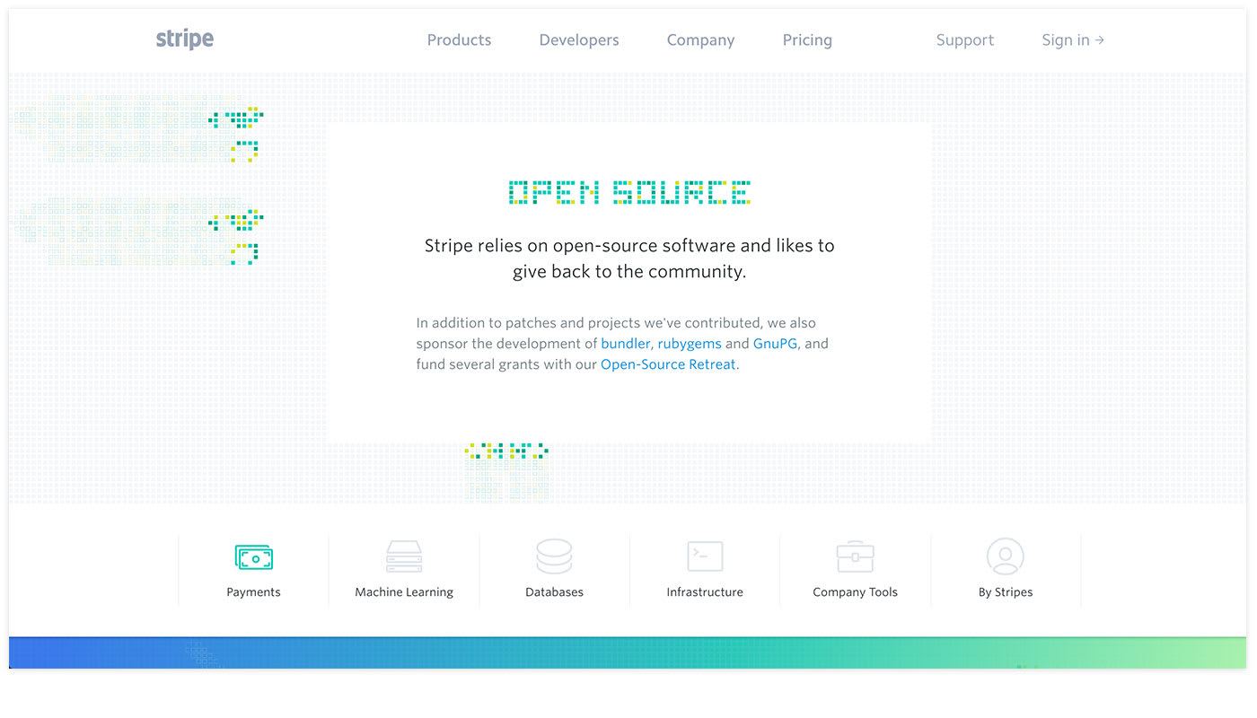 Stripe relies on open source software and likes to give back to the community