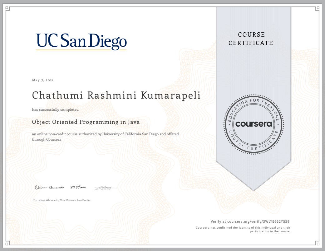 Object Oriented Programming in Java