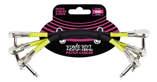 ERNIE BALL (6059) 15cm patch 3 PACK FLAT Angle/Angle  - DUAL CONDUCTOR Black