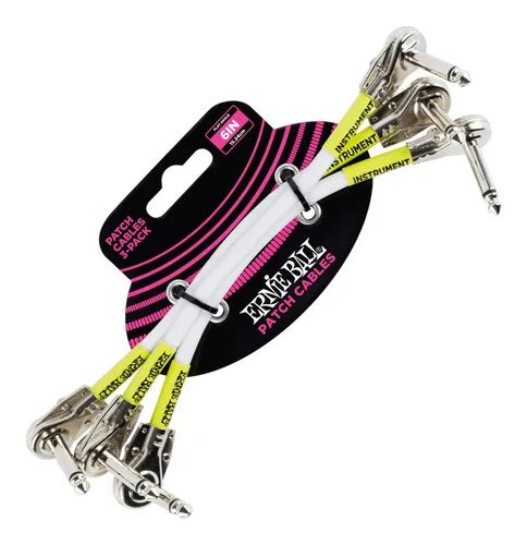 ERNIE BALL (6052) 15cm patch 3 PACK FLAT Angle/Angle  - DUAL CONDUCTOR White