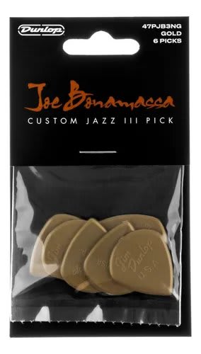 JIM DUNLOP (47PJB3NG) BONAMASSA GOLD JAZZ-6/PLYPK