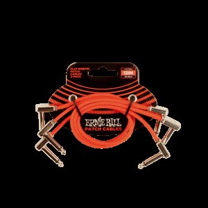 ERNIE BALL (6403) FLAT 30 cm Ribbon Patch Cable 3-Pack Angle/Angle - RED