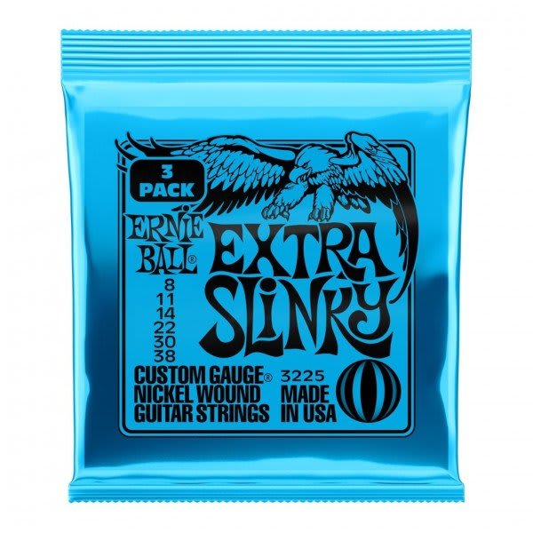 ERNIE BALL (3225) Extra Slinky Nckl Wnd Elec Gtr Strings 3 Pk 8 38
