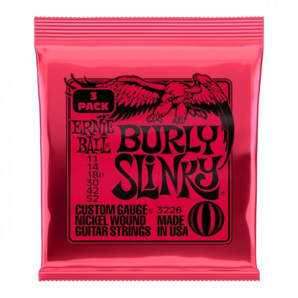 ERNIE BALL (3226) Burly Slinky Nckl Wnd Elec Gtr Strings 3 Pk 11 52