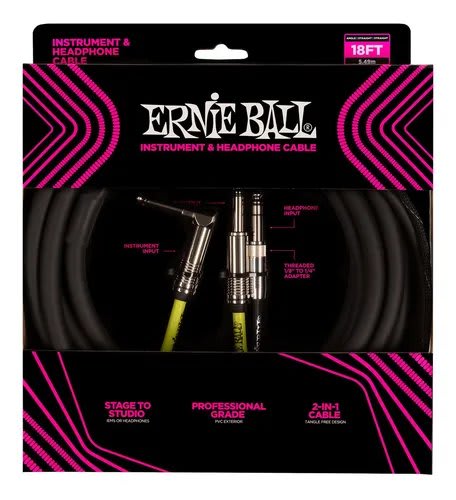 ERNIE BALL (P06411) 2 en 1 - 18ft Instrument and Headphone Cable