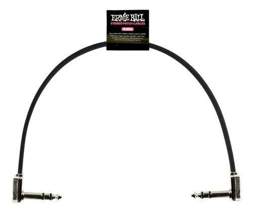 ERNIE BALL (6409) 30 cm Flat Ribbon Stereo Patch Cable Black Single TRS