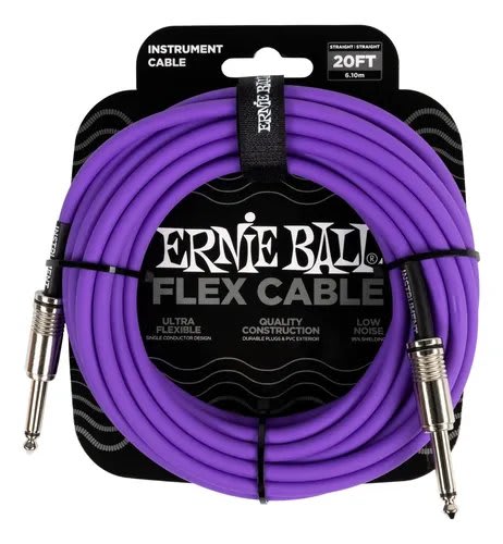 ERNIE BALL (6420) 20' Flex Instrument Cable Straight/Straight 20ft - Purple
