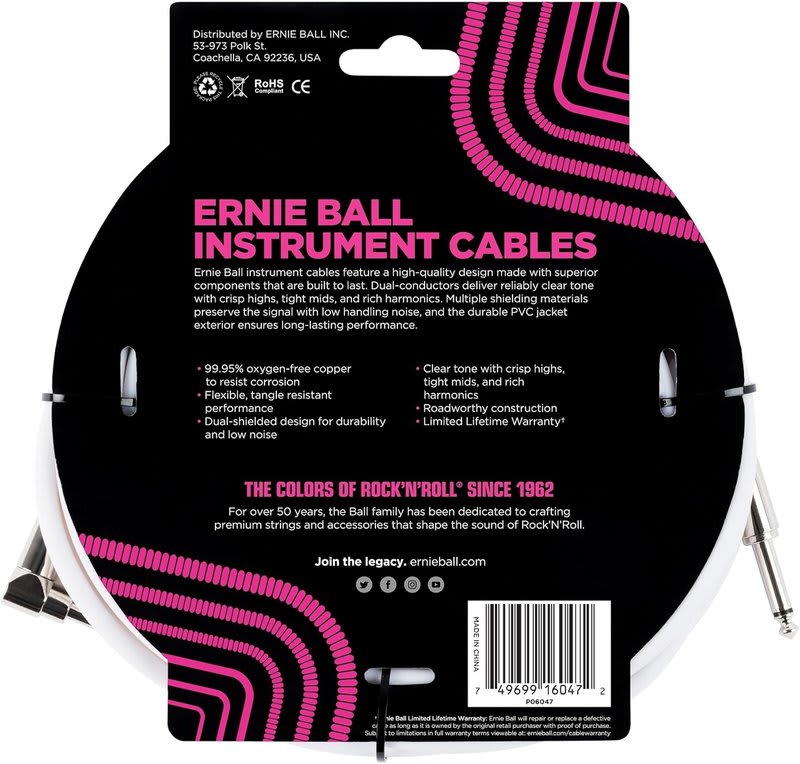 ERNIE BALL (P06447) Flex Patch Cable 6in - Purple - Single