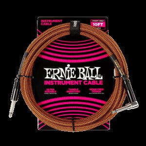 ERNIE BALL (6470) 10' Braided Instrument Cable, Straight/Angle 10ft - Pumpkin Pie