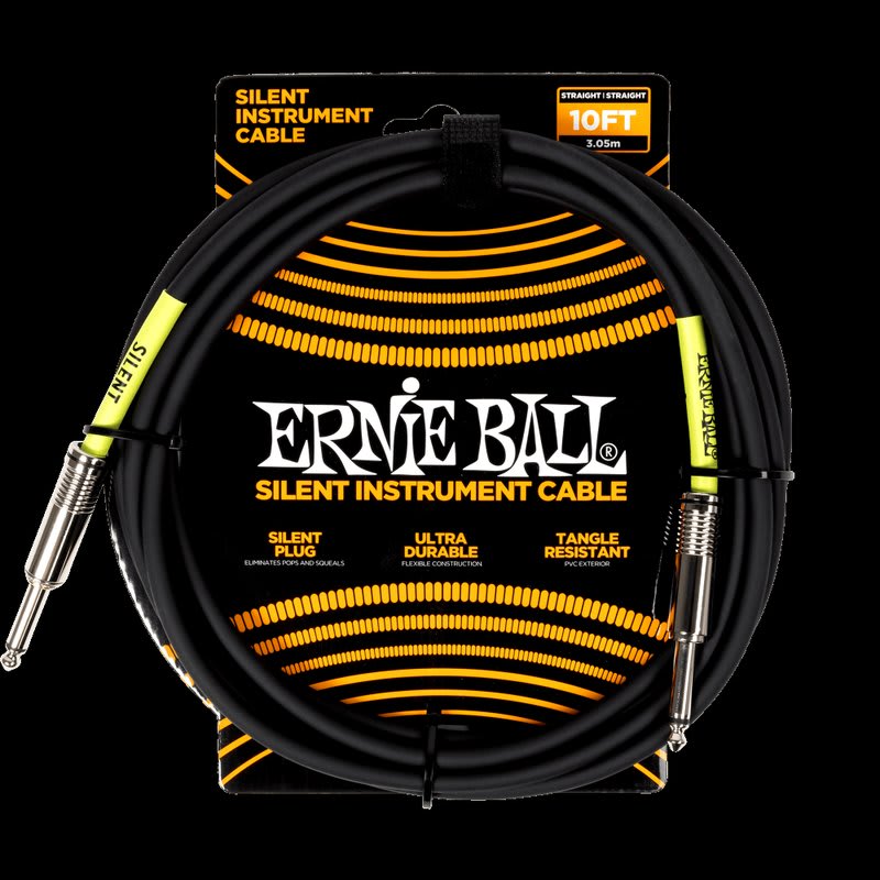 ERNIE BALL (6472) 10' Classic Silent Instrument Cable, Straight/Straight 10ft - Black