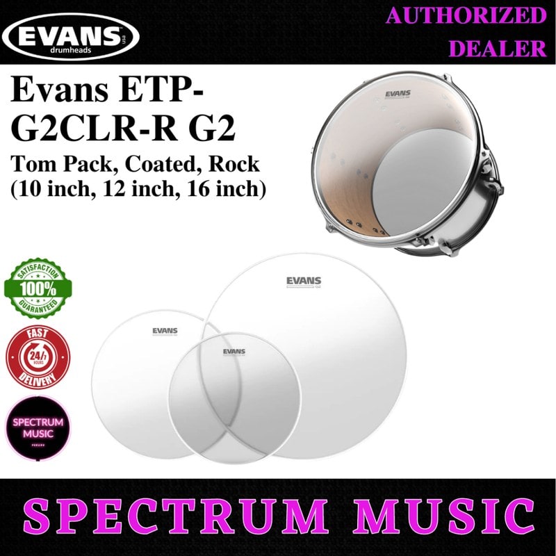 DADDARIO (ETP-G2CLR-R) EVANS ETP-G2CLR-R TOM PACK G2 CLEAR ROCK 10-12-16