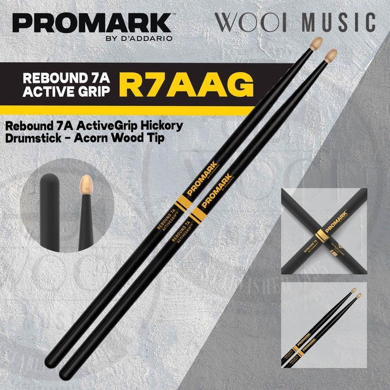 DADDARIO (R7AAG) PROMARK R7AAG PAR PROMARK 7A PUNTA MADERA HICKORY REBOUND ACTIVE GRIP