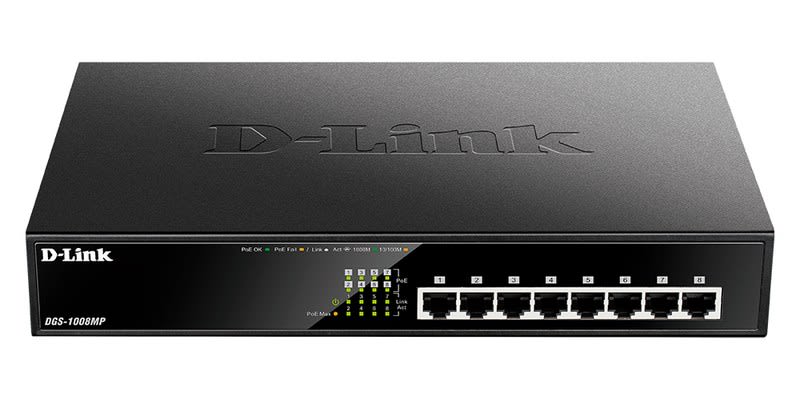 D-LINK (DGS-1008MP) 08-PORT GIGABIT PoE SWITCH 8X Poe + 1U 125W NO ADMINISTRABLE