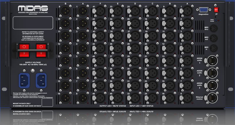 MUSIC TRIBE (DL251) MIDAS DL251 CAJA DE ESCENARIO CON 48 ENTRADAS (PREAMPLIFICADORES DE MICROFONO MIDAS) Y 48 SALIDAS.