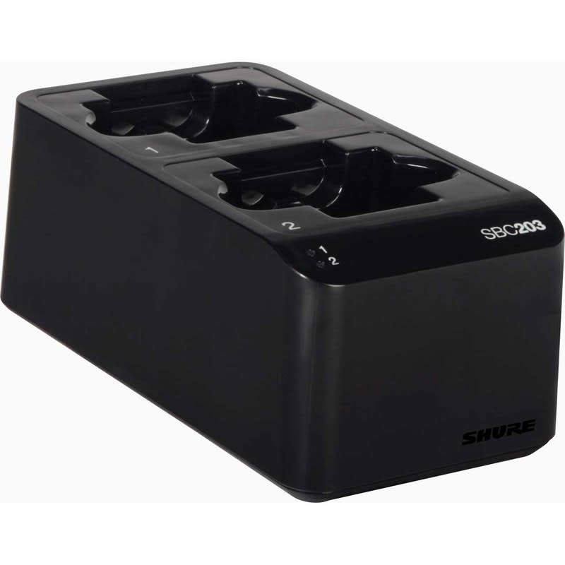 SHURE (SBC203-US) FUENTE SBC203-US ESTACION DE CARGA DOBLE PARA BATERIAS SB903 CON FUENTE DE PODER
