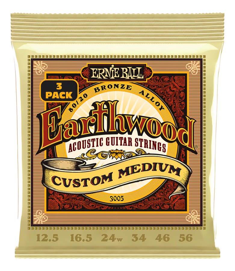Earthwood Custom Med 8020 Brnz Ac Gtr Strings 3 Pk 12.5 56