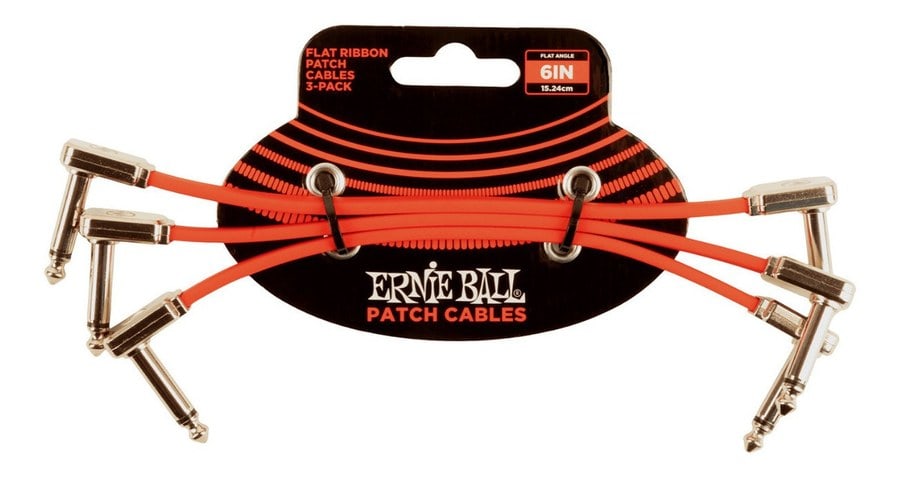 Cable Interped. Ernie Ball Pack X3 6404 Plug Plano 15cm Rojo