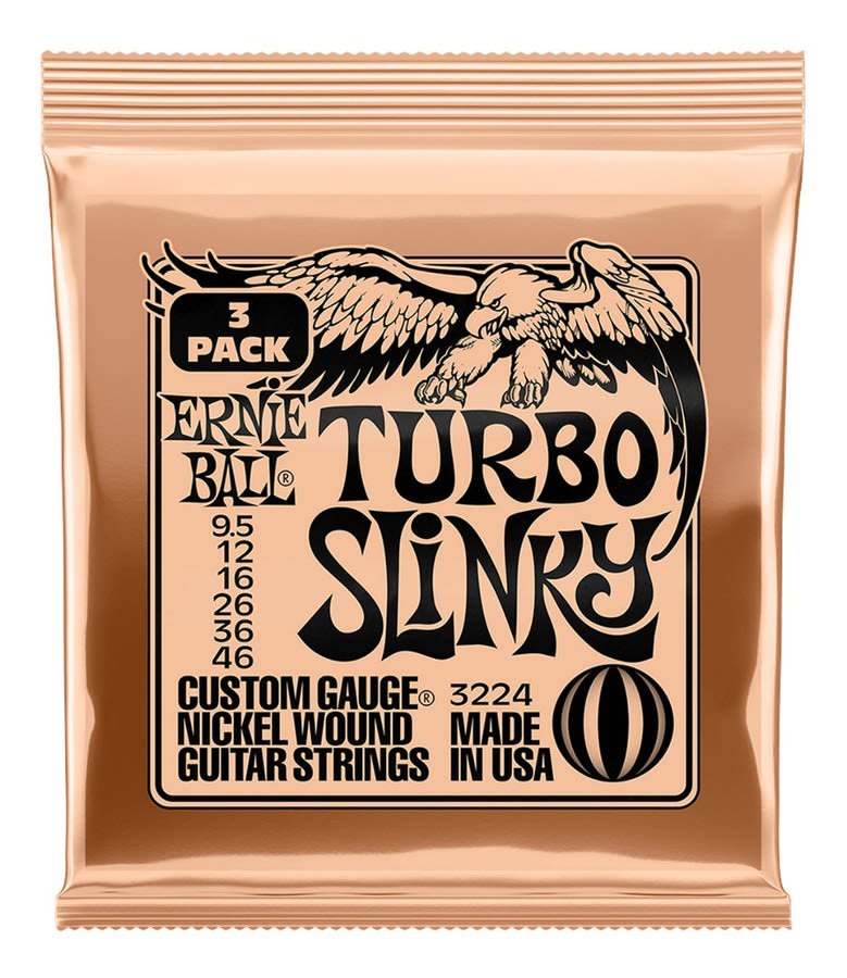 Cuerdas Guitarra Electrica Pack X3 Ernie Ball 3224 Turbo 9,5