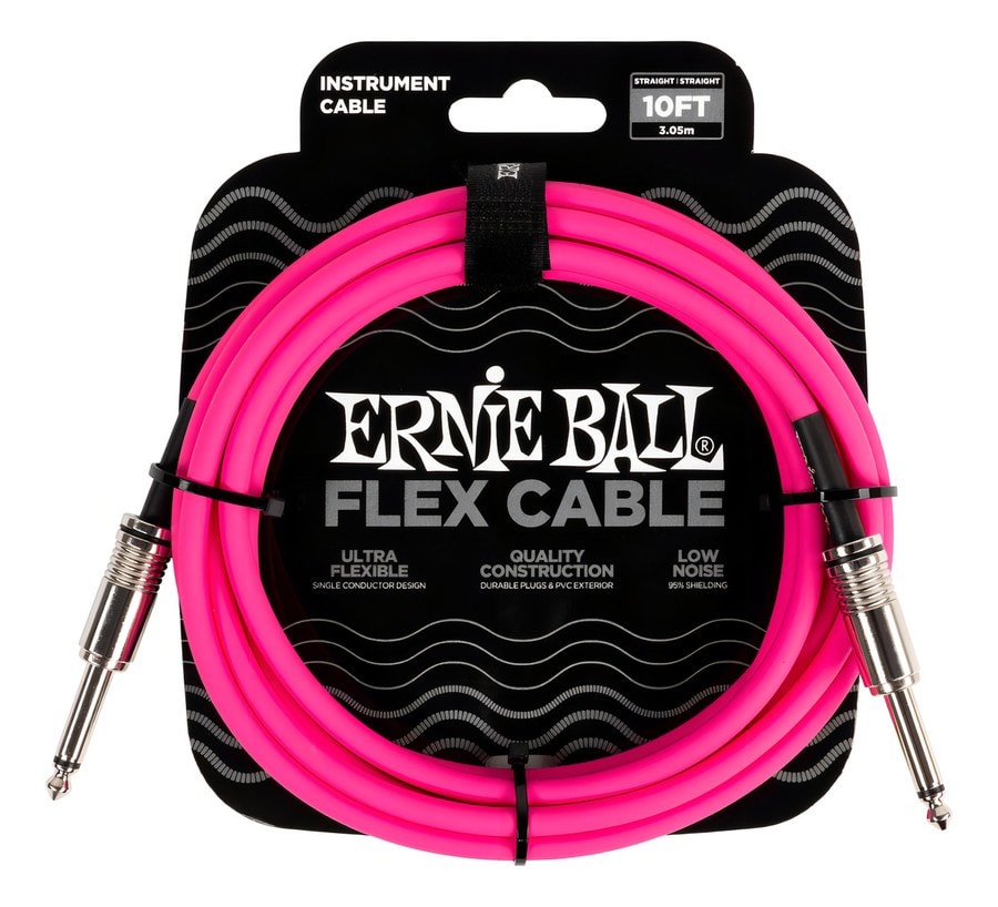 Cable Recto/recto Ernie Ball Flex P10 Con 3 M, Color Rosa P06413