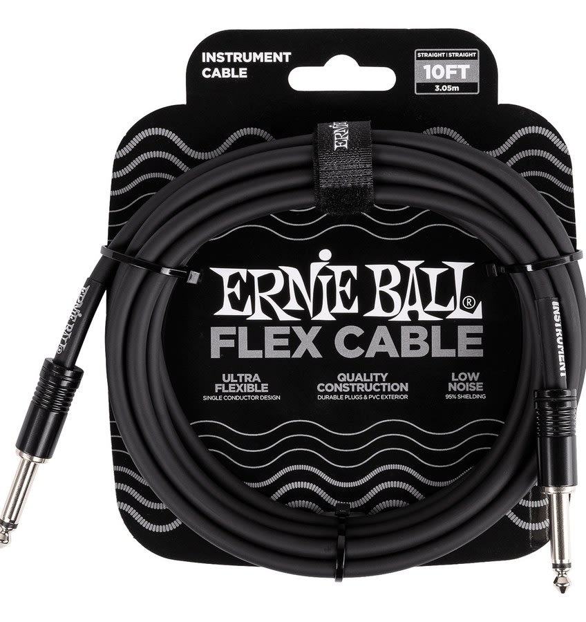Cable Guit – Bajo Ernie Ball (6434) 3 Mt. Plug Recto – Negro