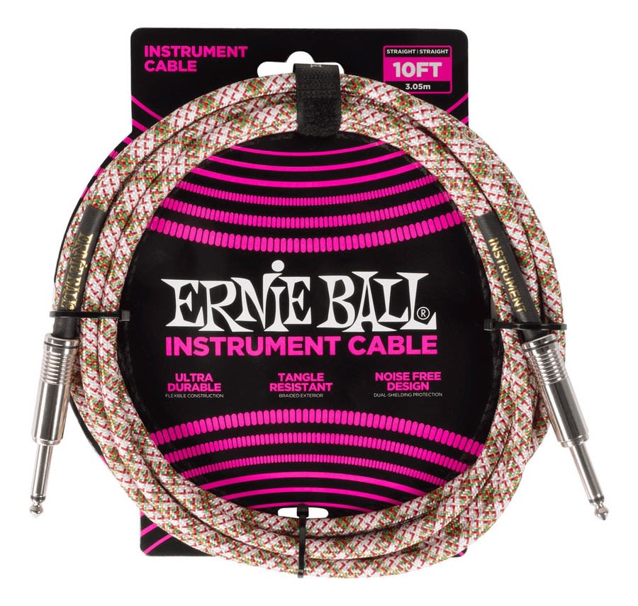 Cable Guitarra Bajo Ernie Ball 6426 Entelado 3 Mt. Esmeralda