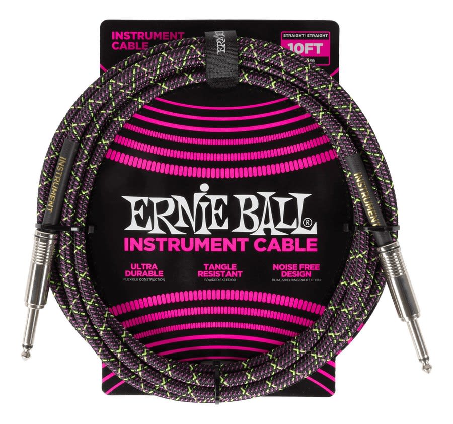 Cable Guitarra Bajo Ernie Ball 6427 Entelado 3 Mt. Purpura