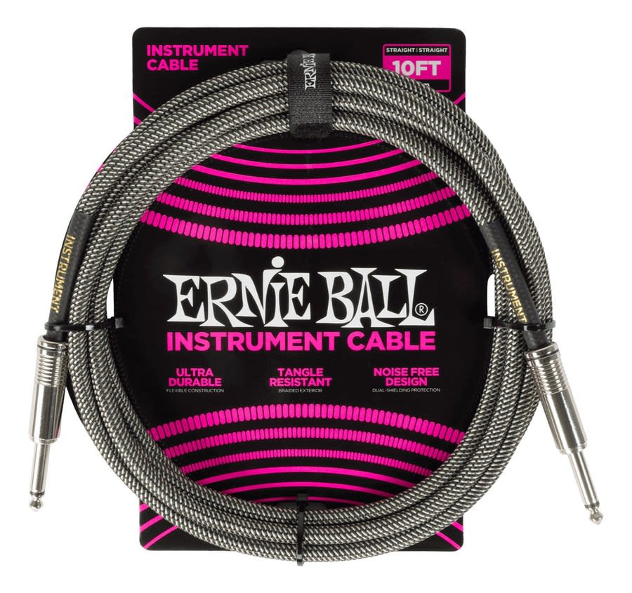 Cable Guitarra Bajo Ernie Ball 6429 Entelado 3 Mt. Gris