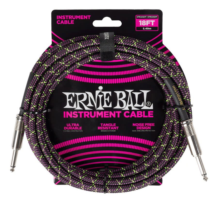 Cable Guitarra Bajo Ernie Ball 6431 Entelado 5,49 Mt. Púrpura