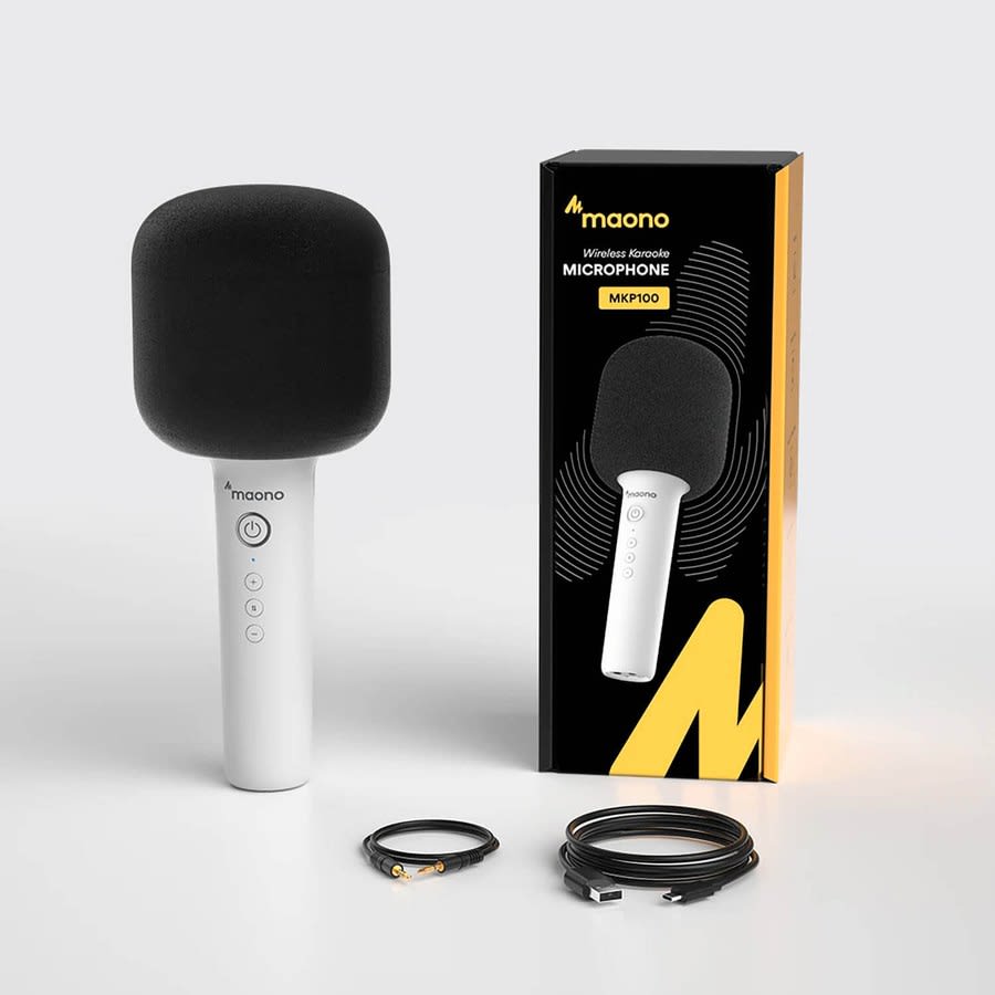 Micrófono Karaoke Bluetooth Maono Mkp100 Plug & Play Blanco
